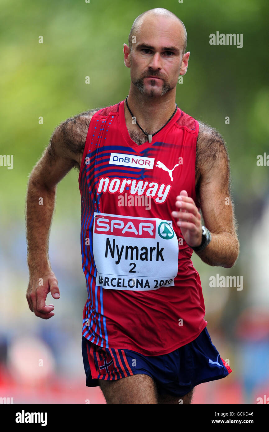 Athlétisme - Championnats d'Europe IAAF 2010 - quatrième jour - Stade olympique. Le Trond Nymark de Norvège pendant la marche de 50 km Banque D'Images