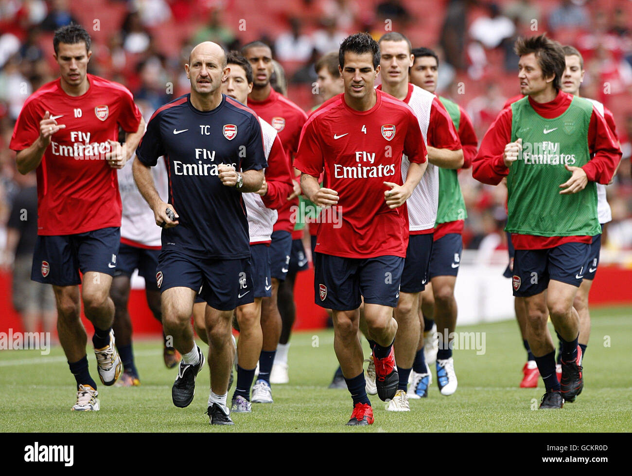 Francesc Fabregas d'Arsenal (au centre, à droite) pendant la séance d'entraînement au stade Emirates, à Londres. Banque D'Images