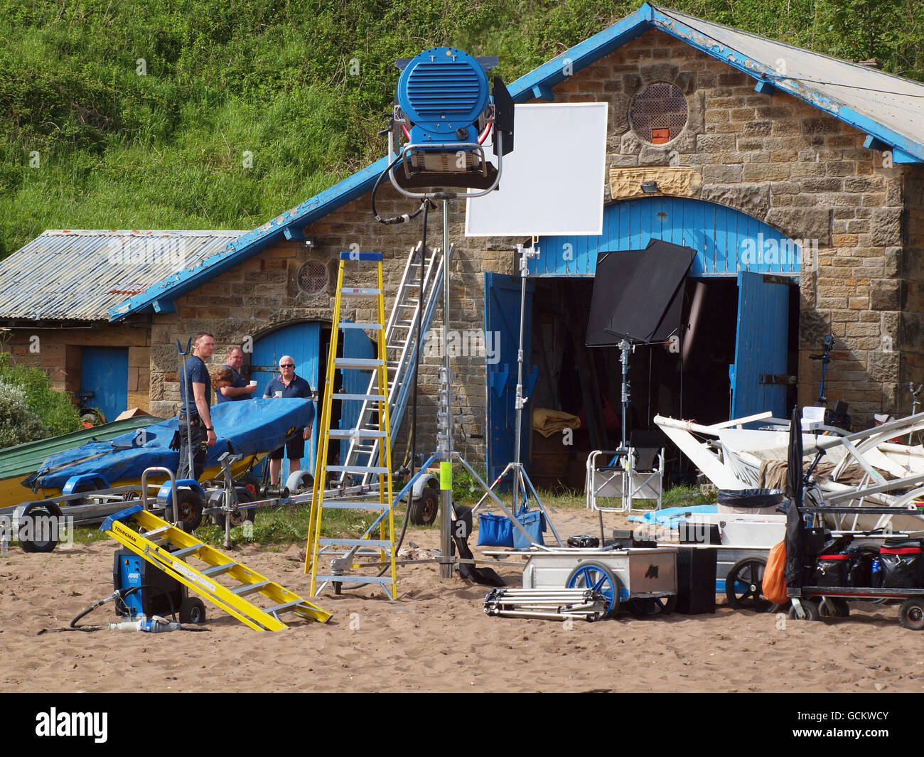 Une équipe de tournage sur place à Tyneside, filmer une scène de 'la Vara' le détective britannique avec Brenda Blethyn série télévisée. Banque D'Images