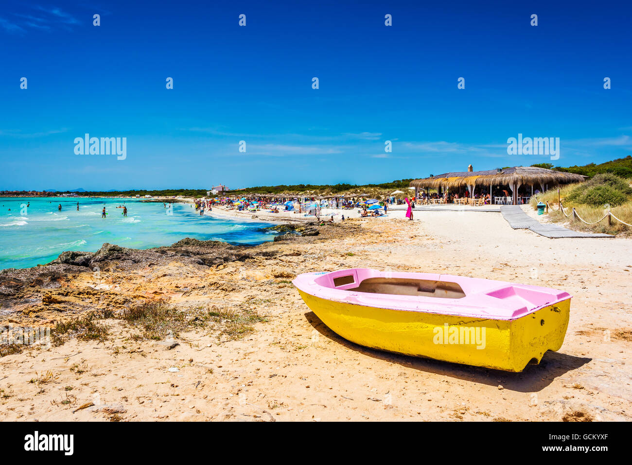 Playa Ses Covetes partie de la longue plage d'Es Trenc à Majorque, Espagne, Europe Banque D'Images