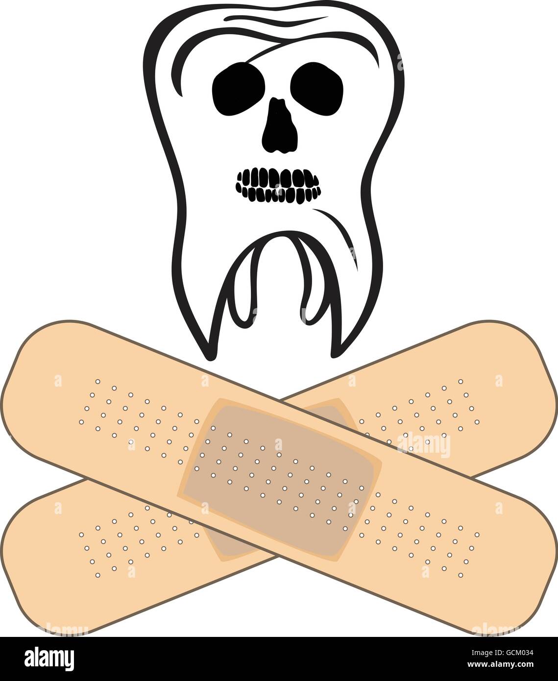 Comme dent crâne avec des signes de caries dentaires. Illustration vecteur EPS 10 Illustration de Vecteur