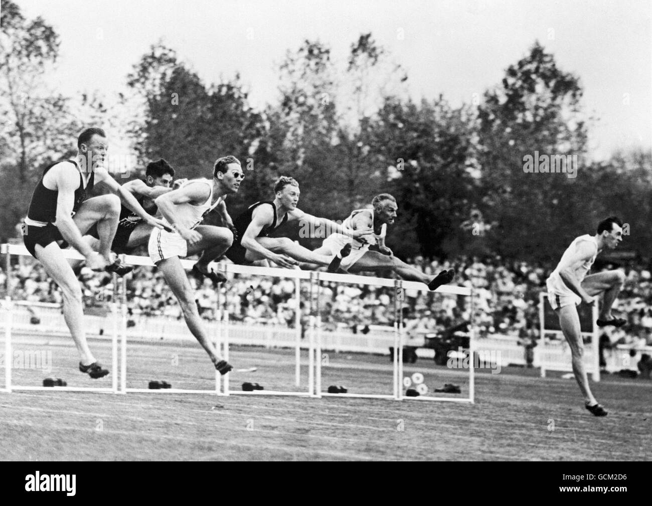 Athlétisme - Quatrième Jeux de l'Empire britannique - Men's 120 yards haies Final - Eden Park, Auckland Banque D'Images