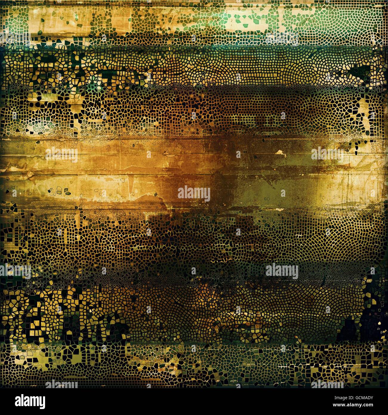 Grunge fond pour un style vintage créateur de l'affiche. Avec différents motifs couleur : jaune (beige) ; Brown ; vert ; gris ; noir Banque D'Images