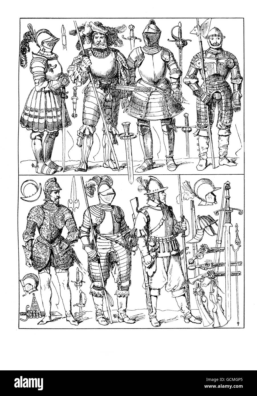 XVI-XVII siècle, armures et d'armes Banque D'Images