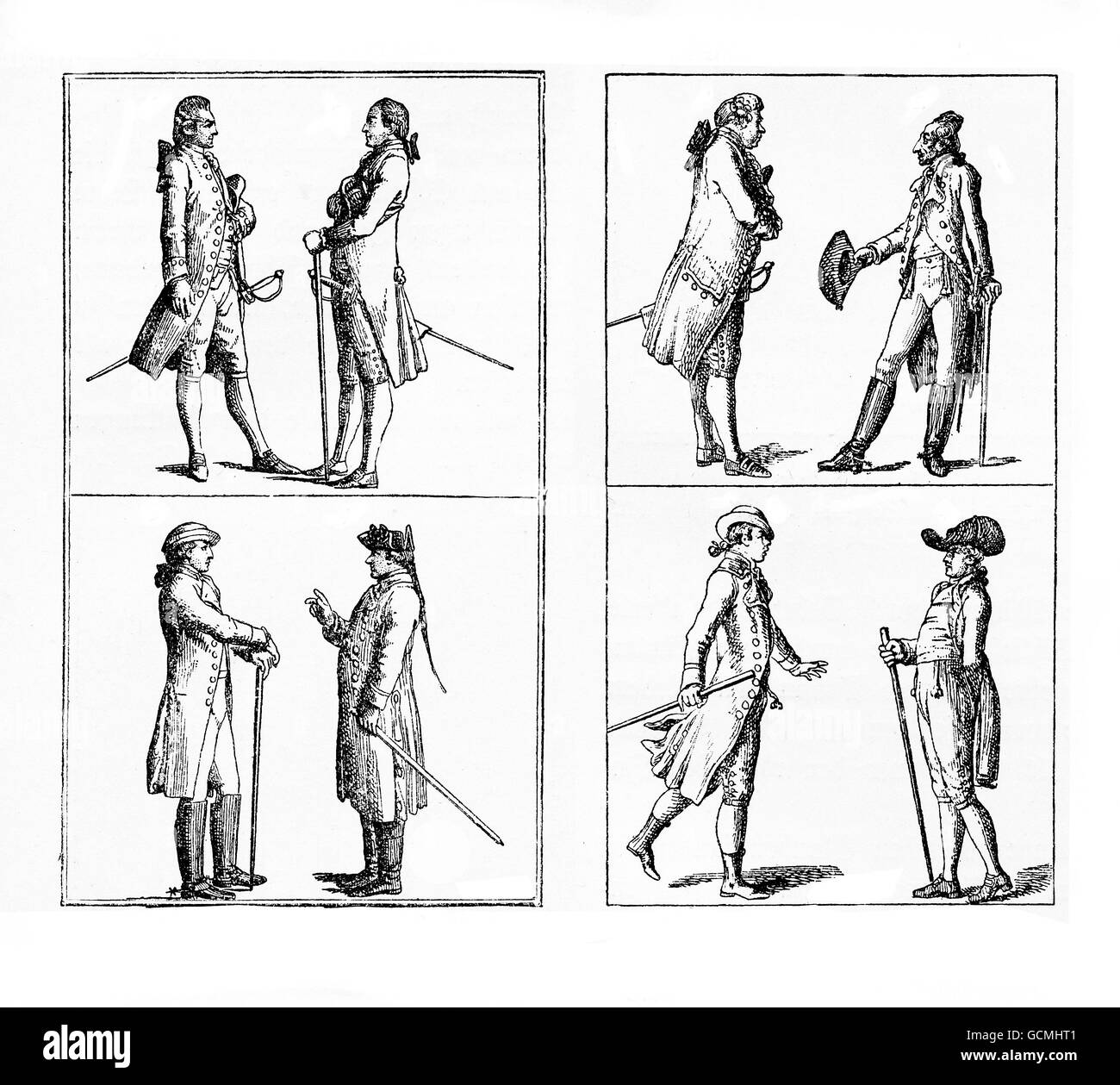 Messieurs de Berlin et l'élégance de la mode, fin XVIII siècle Banque D'Images