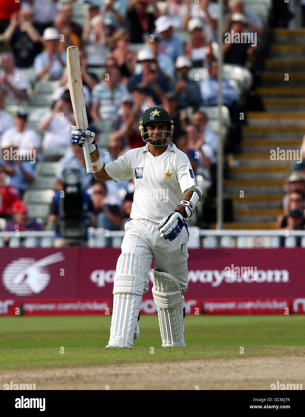 Cricket - npower second Test - troisième jour - Angleterre / Pakistan - Edgbaston.Saeed Ajmal au Pakistan reconnaît ses 50 courses lors du second Test de npower à Edgbaston, Birmingham. Banque D'Images