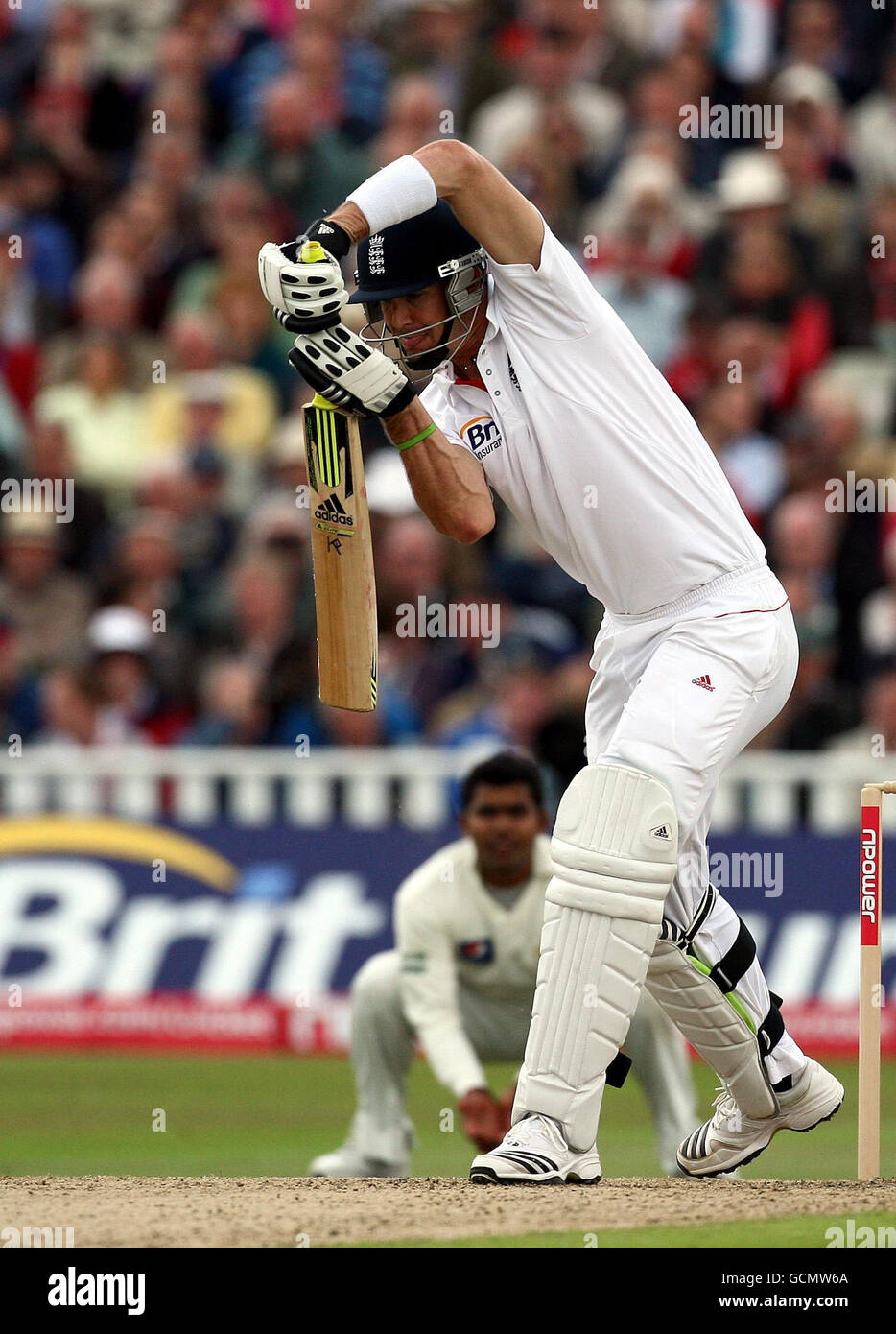 Kevin Pietersen en Angleterre en action pendant le second test de npower à Edgbaston, Birmingham. Banque D'Images