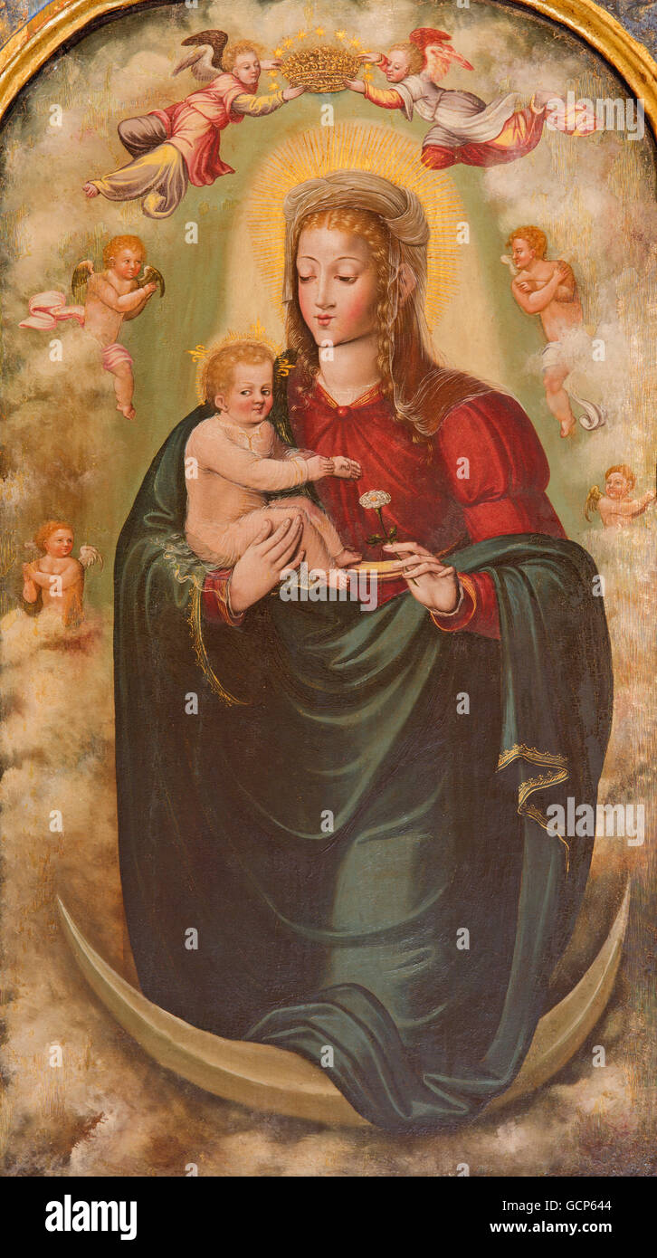 Salamanque, Espagne, Avril - 18, 2016 : la peinture de Madonna avec l'enfant dans le Convento de las Duanas par artiste inconnu Banque D'Images