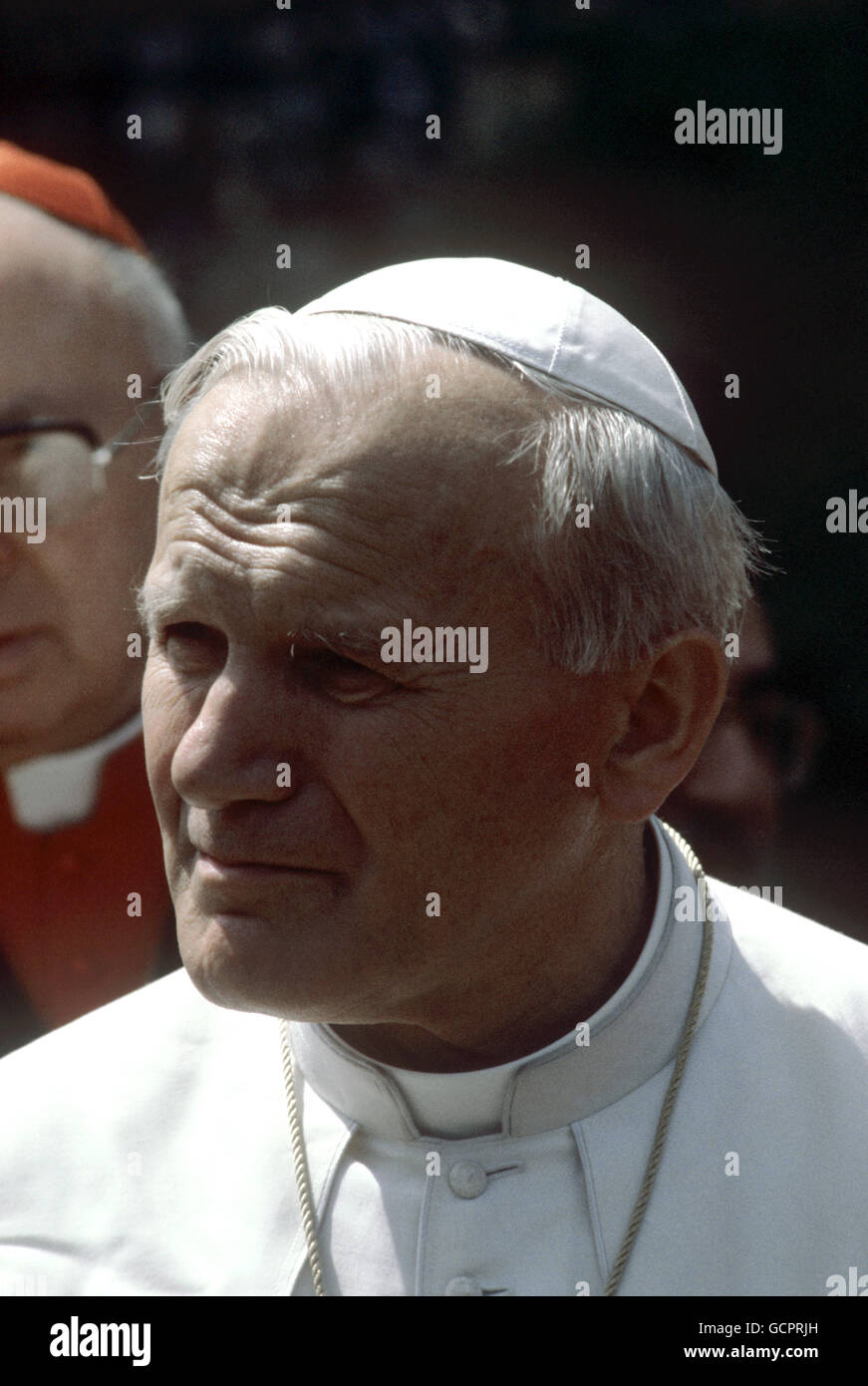 Portrait du pape Jean-Paul II, lors de sa visite de six jours en Angleterre, en Écosse et au pays de Galles Banque D'Images