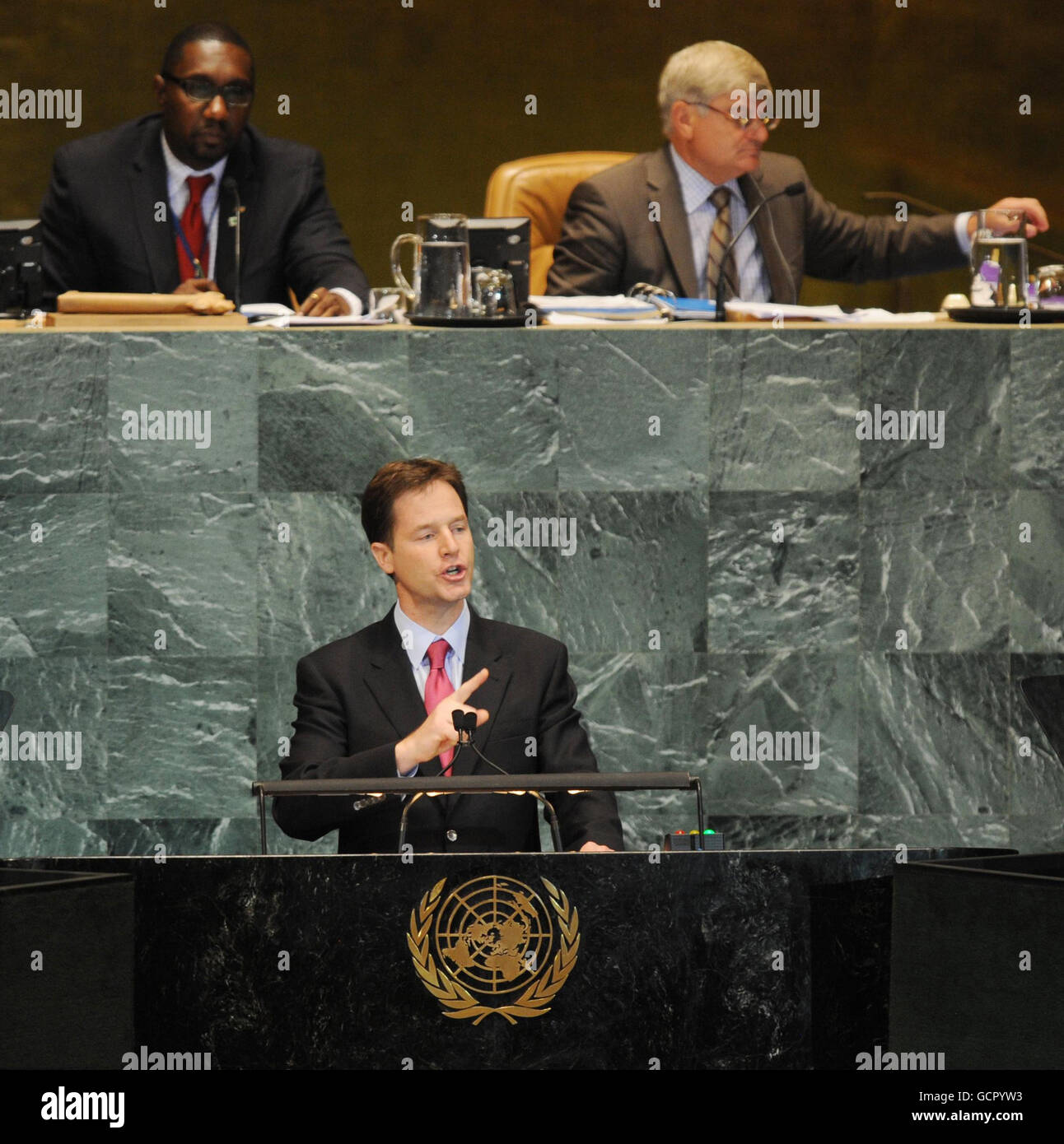 Le Vice-Premier Ministre Nick Clegg s'adresse aujourd'hui à l'Assemblée générale des Nations Unies à New York. Banque D'Images