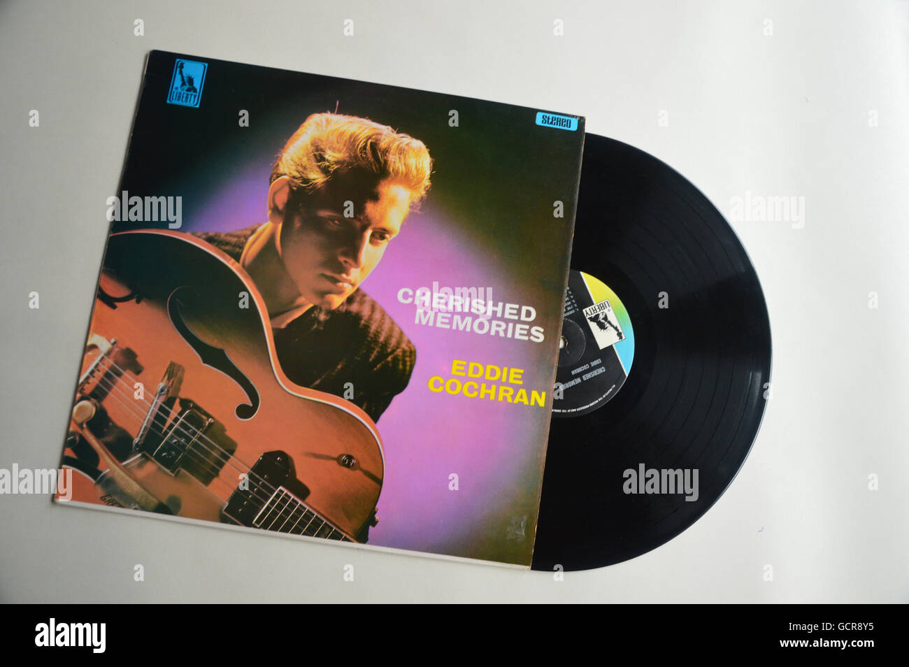 Années 1950, le Rock and Roll Star Eddie Cochran's 'Album' souvenirs précieux Notice couvrir par Liberty records Banque D'Images