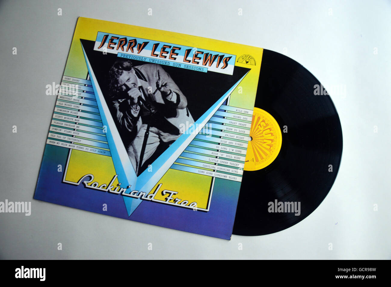 Jerry Lee Lewis's Rockin' et l'enregistrement de couverture de l'Album par Sun Records. Banque D'Images