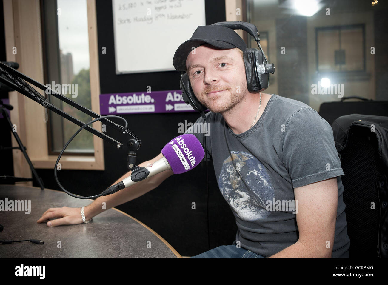 Simon Pegg Absolute Radio visites - Londres Banque D'Images