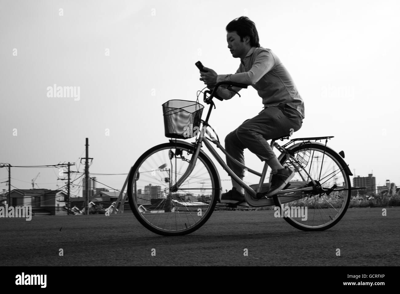 Randonnée à vélo et de messagerie à Tokyo Banque D'Images