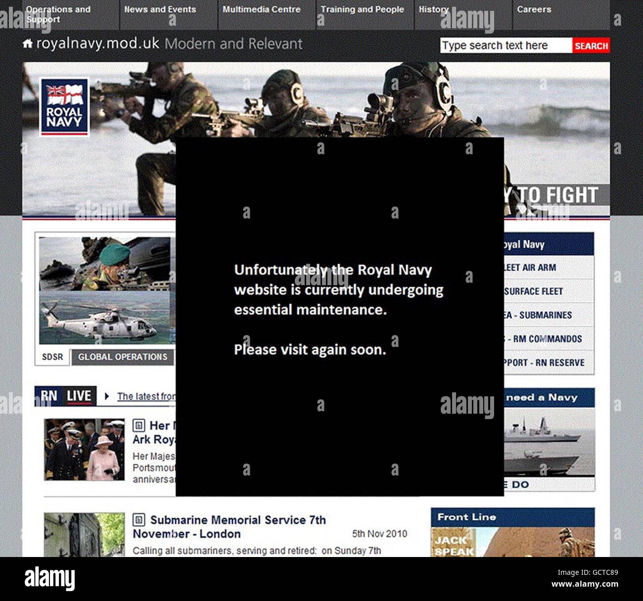 Site web de la Royal Navy piraté Banque D'Images