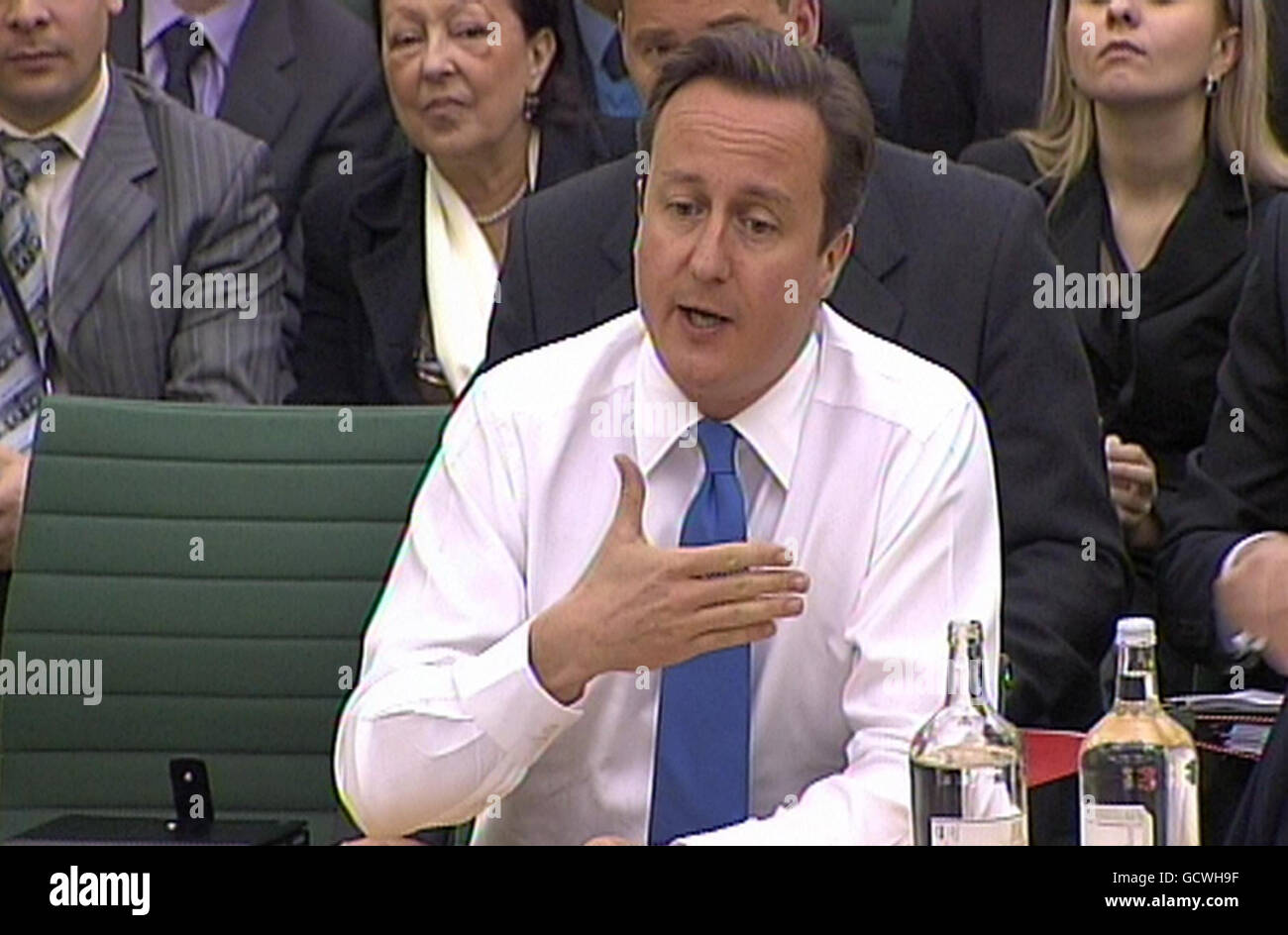 Le Premier ministre David Cameron s'adresse au Comité de liaison de la Chambre des communes, à Londres. Banque D'Images