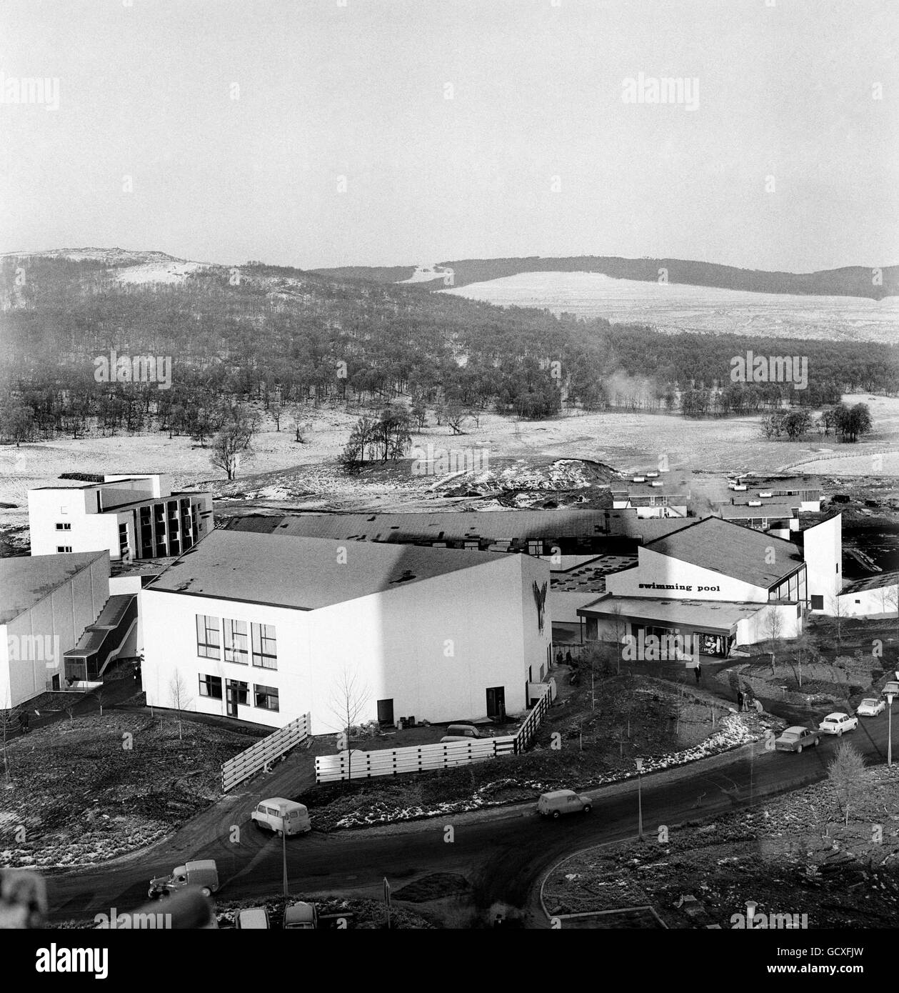 Bâtiments et monuments, Aviemore. Le centre de loisirs Aviemore, en Écosse, a ouvert ses portes en 1966. Banque D'Images