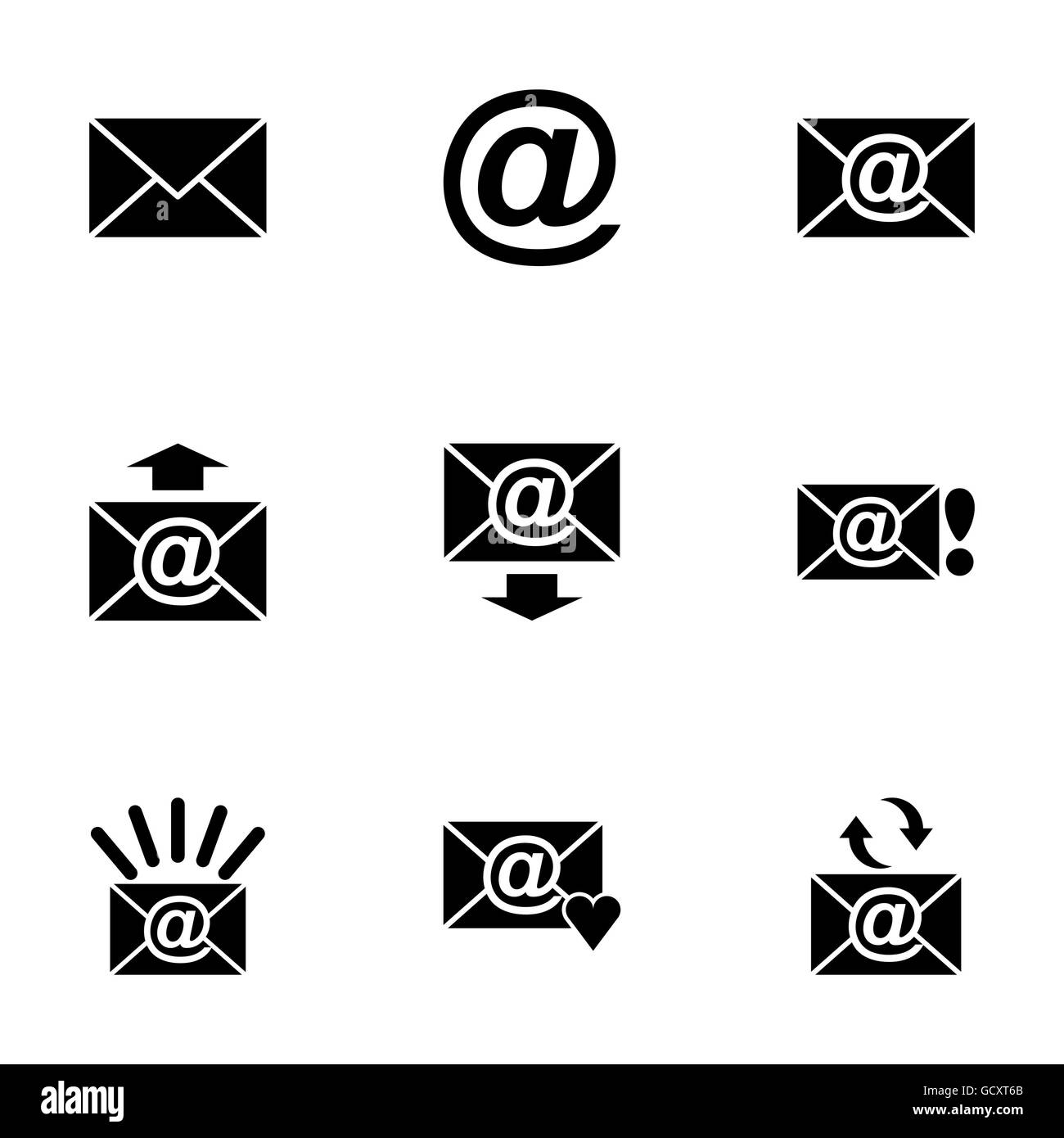 Vector icon set email noir Illustration de Vecteur