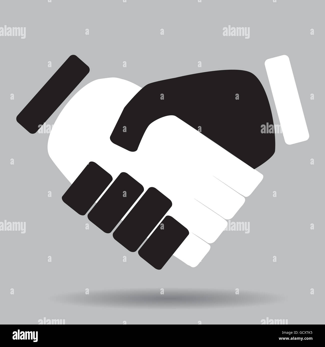 Handshake isolated blanc et noir. Poignée de main et une poignée de main, l'icône poignée et vecteur, un partenariat d'affaires Banque D'Images