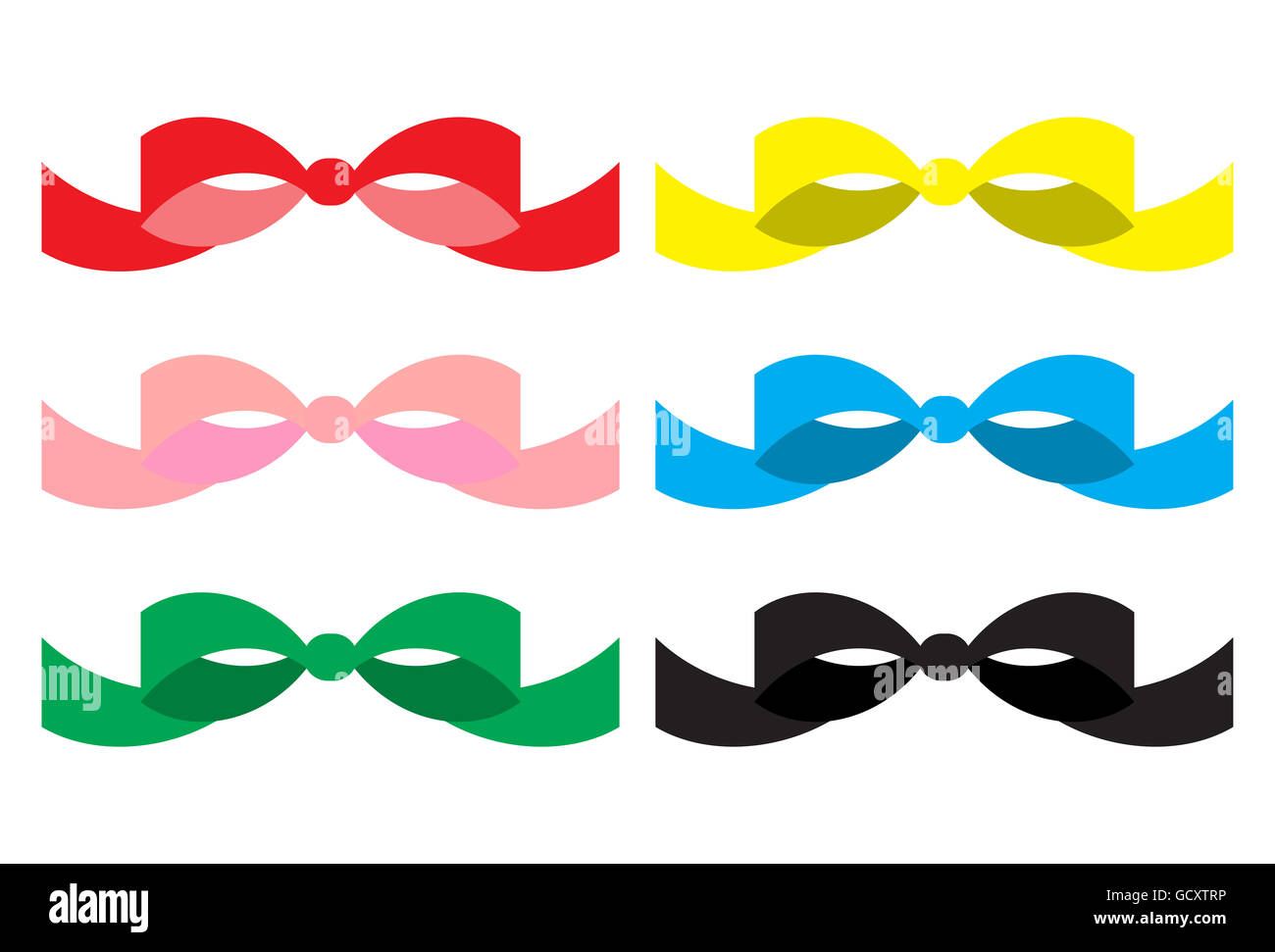Ensemble d'arcs de couleur. Ribbon bow pour cadeau, red bow vector illustration Banque D'Images