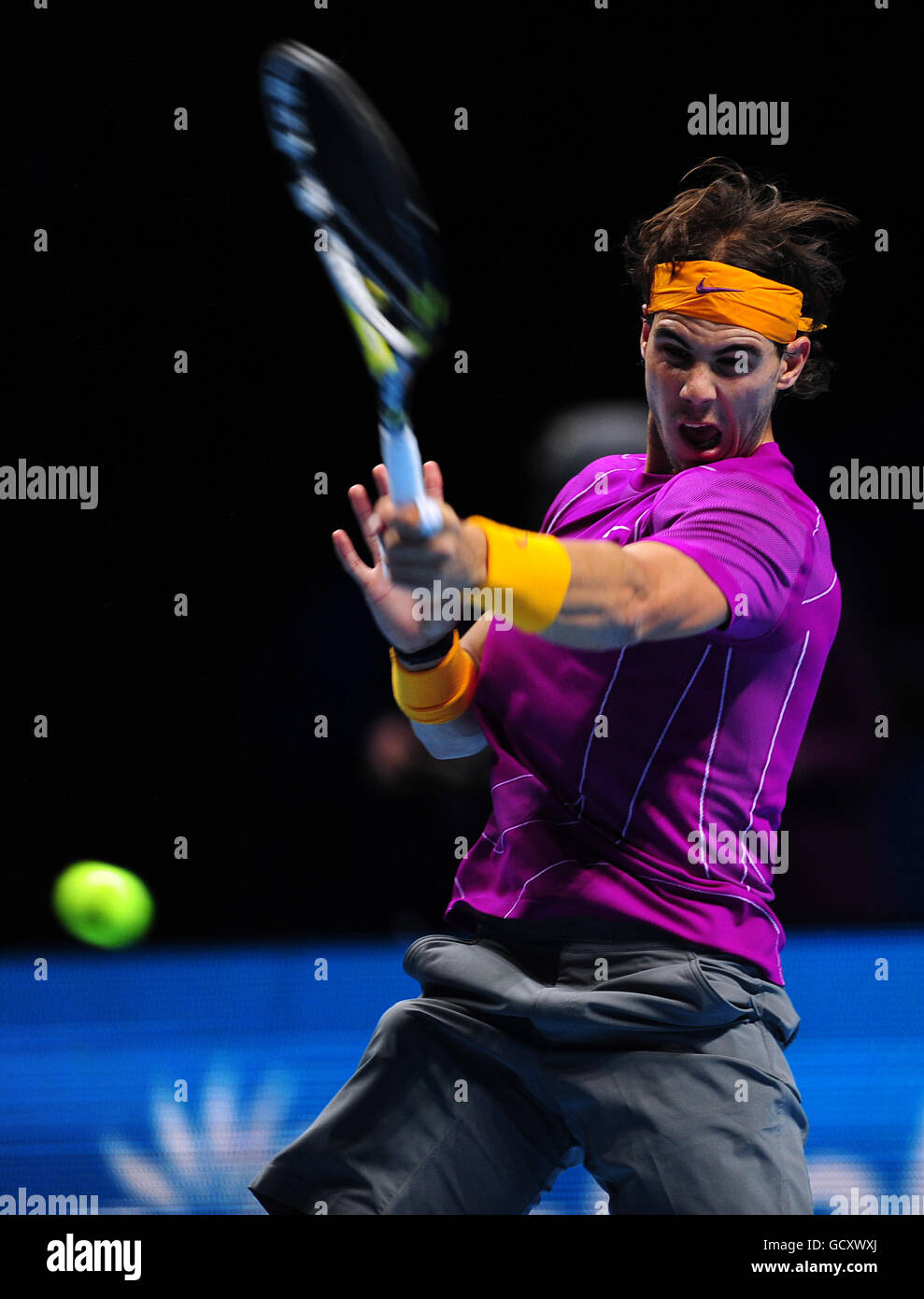 Tennis - Barclays ATP World tennis Tour finals - deuxième jour - O2 Arena.Rafael Nadal en Espagne pendant la deuxième journée des finales du Barclays ATP World tennis Tour Banque D'Images