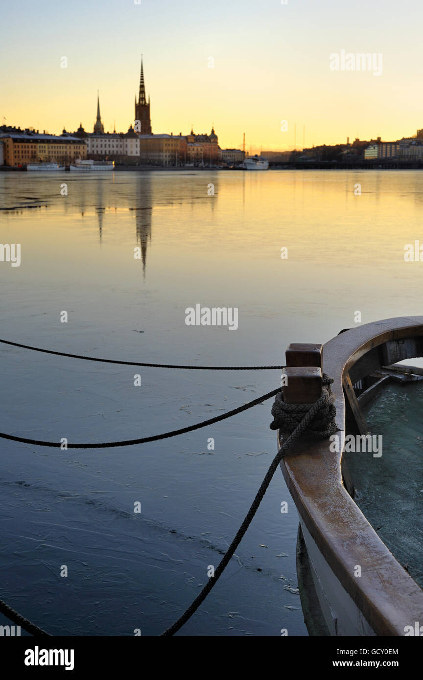 Lake Maelaren, Riddarfjaerden dans le centre de Stockholm, Suède, Europe Banque D'Images