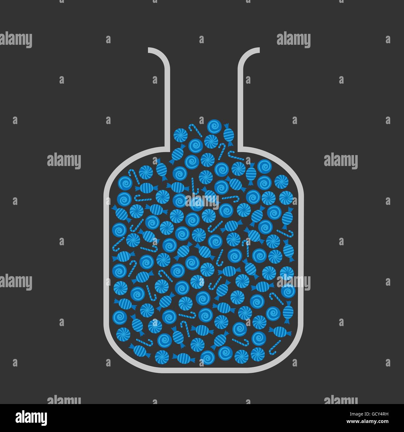 Flacon de laboratoire rempli de bonbons bleu Illustration de Vecteur