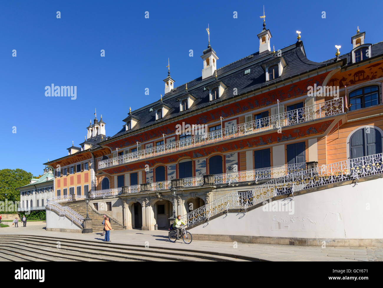 Dresde Palais Riverside (Wasserpalais) château de Pillnitz en Allemagne, Saxe Banque D'Images