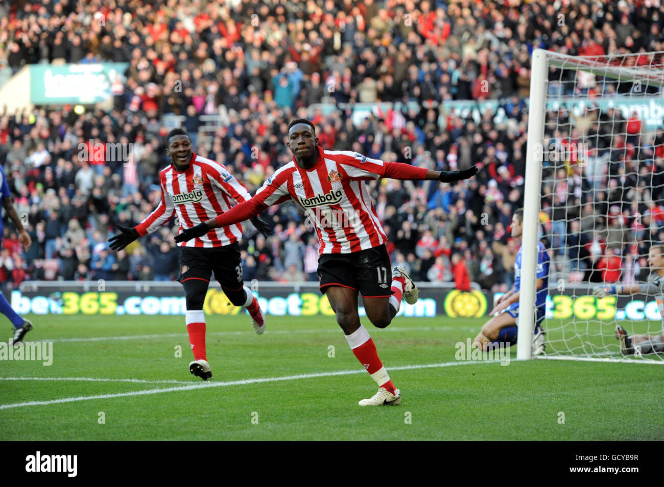 Football - Barclays Premier League - Sunderland / Bolton Wanderers - Stade de lumière.Danny Welbeck de Sunderland célèbre le but d'ouverture lors du match de la Barclays Premier League au stade de Light, Sunderland. Banque D'Images