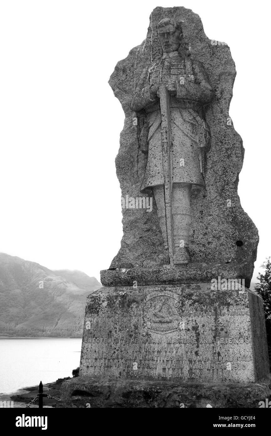 Statue de Bonnie Prince Charlie en noir et blanc Banque D'Images