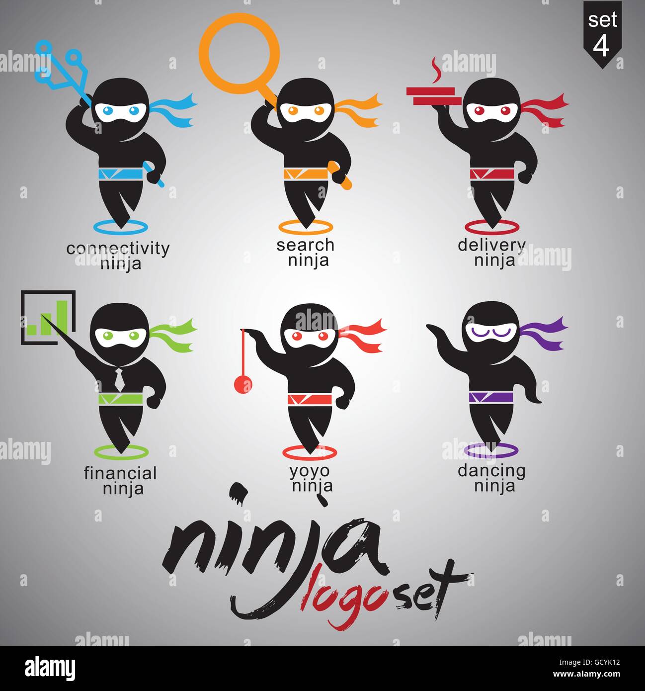 Logo ninja 4 jeu conçu, de façon simple, de sorte qu'il peut être ...