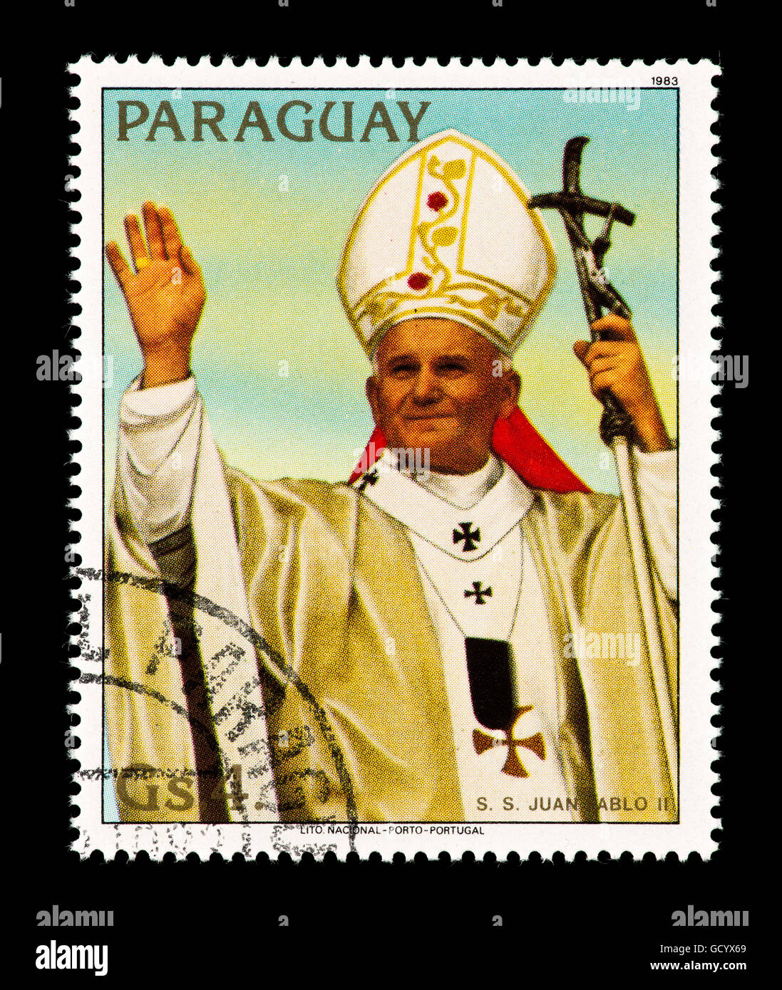 Timbre du Paraguay représentant le Pape Jean Paul II de donner une  bénédiction Photo Stock - Alamy