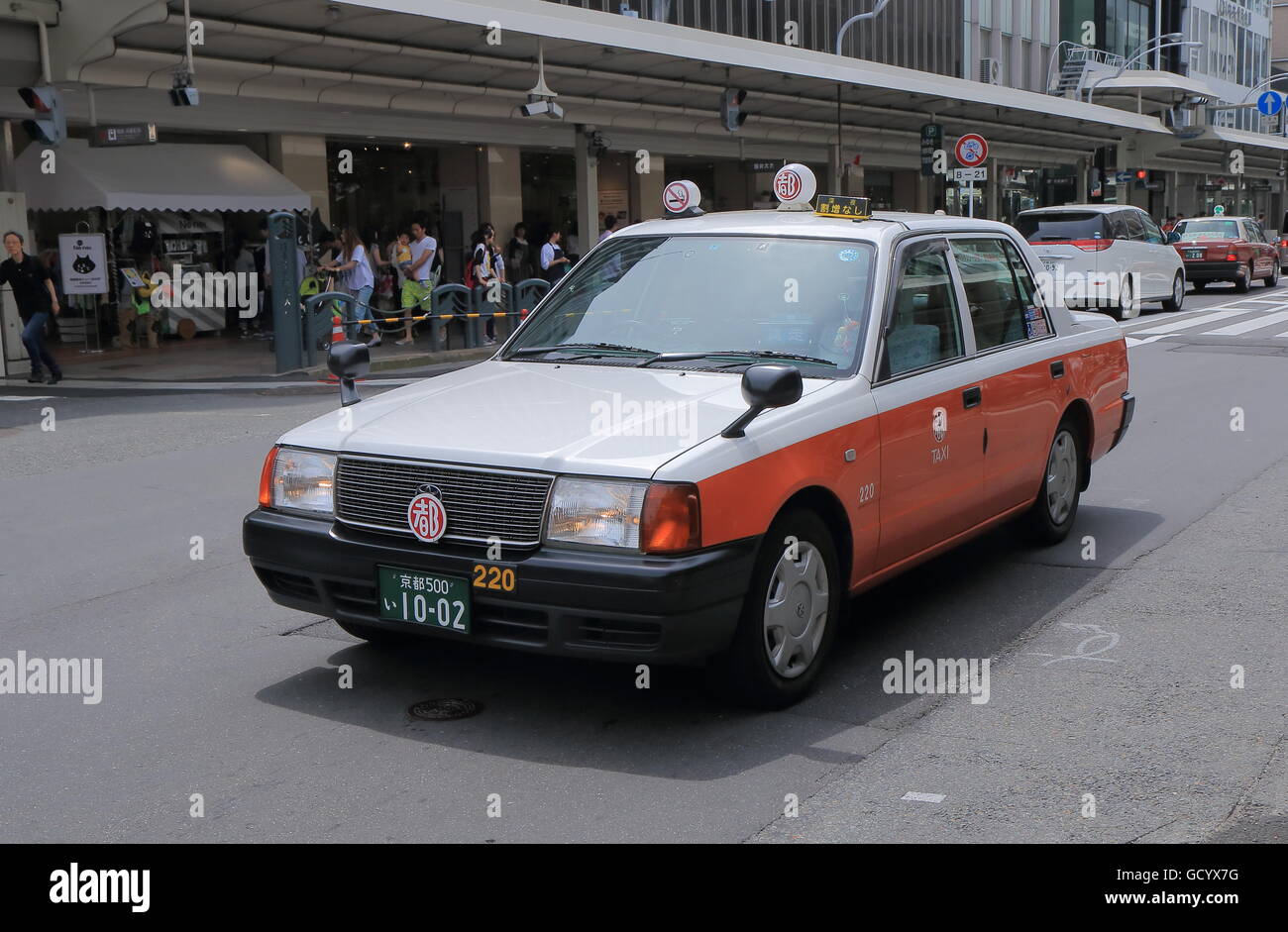 Taxi japonais à Kyoto au Japon. Banque D'Images