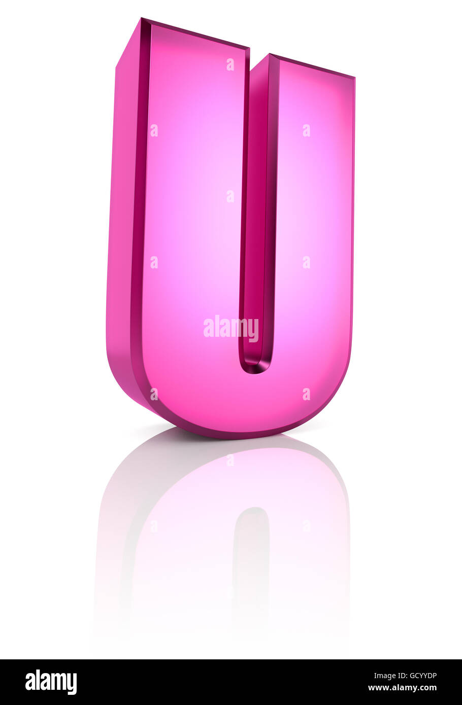 Lettre U Rose isolé sur fond blanc. Le rendu 3D Banque D'Images