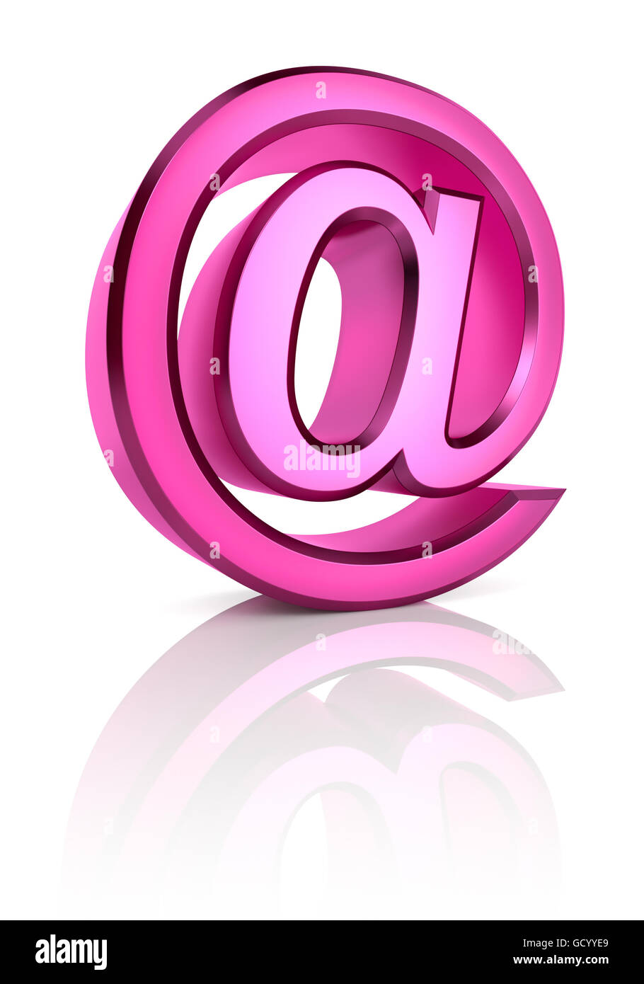 Symbole e-mail rose isolé sur fond blanc. Le rendu 3D Banque D'Images