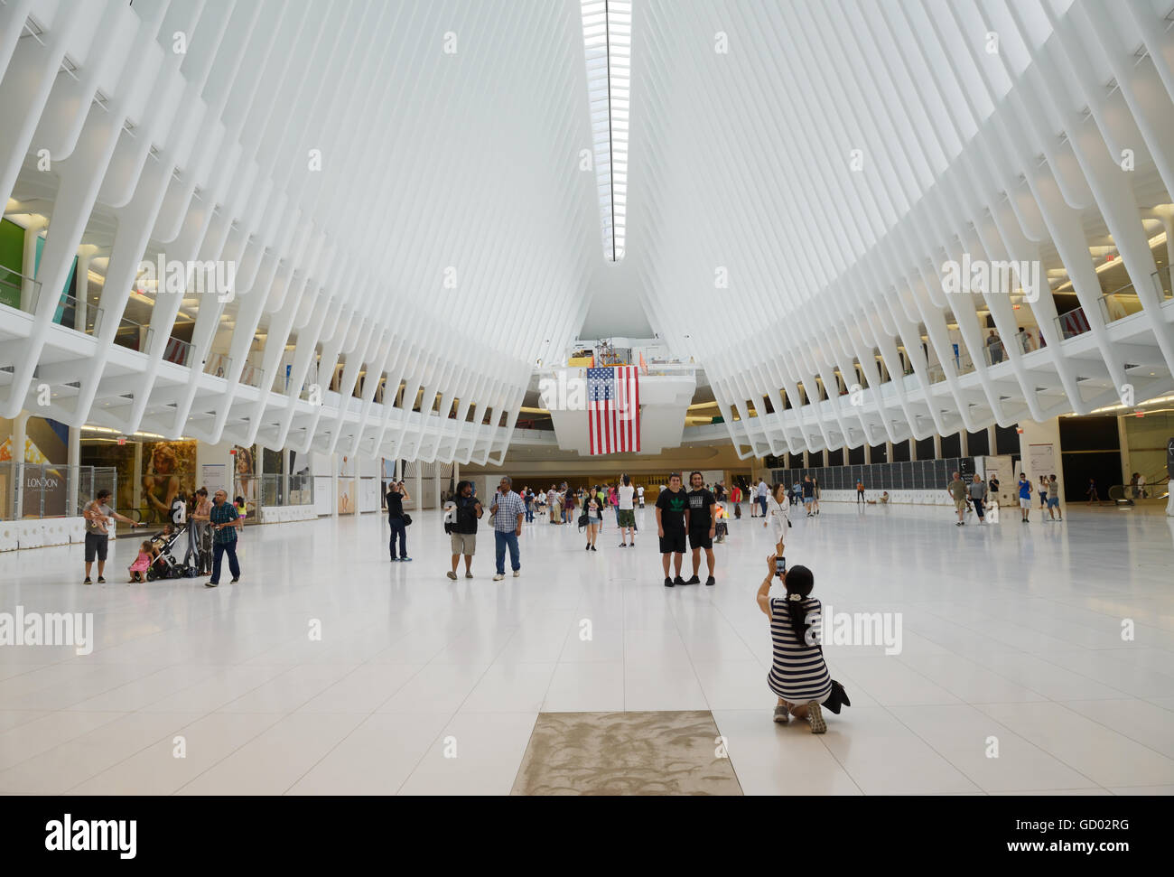 Oculus, nouvelle station de transit, WTC 9/11 Memorial Plaza, Manhattan, New York City Banque D'Images