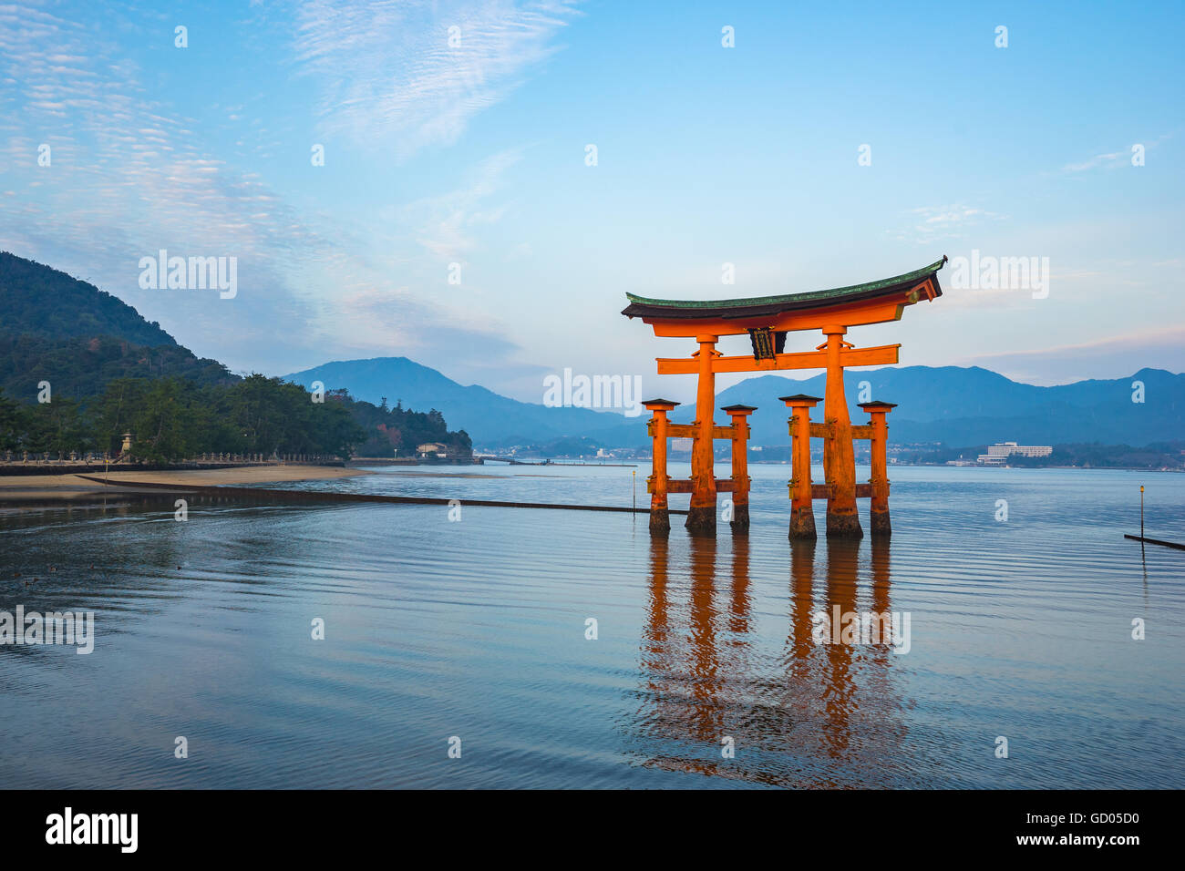 Le Torii flottant de Miyajima, Japon. Banque D'Images