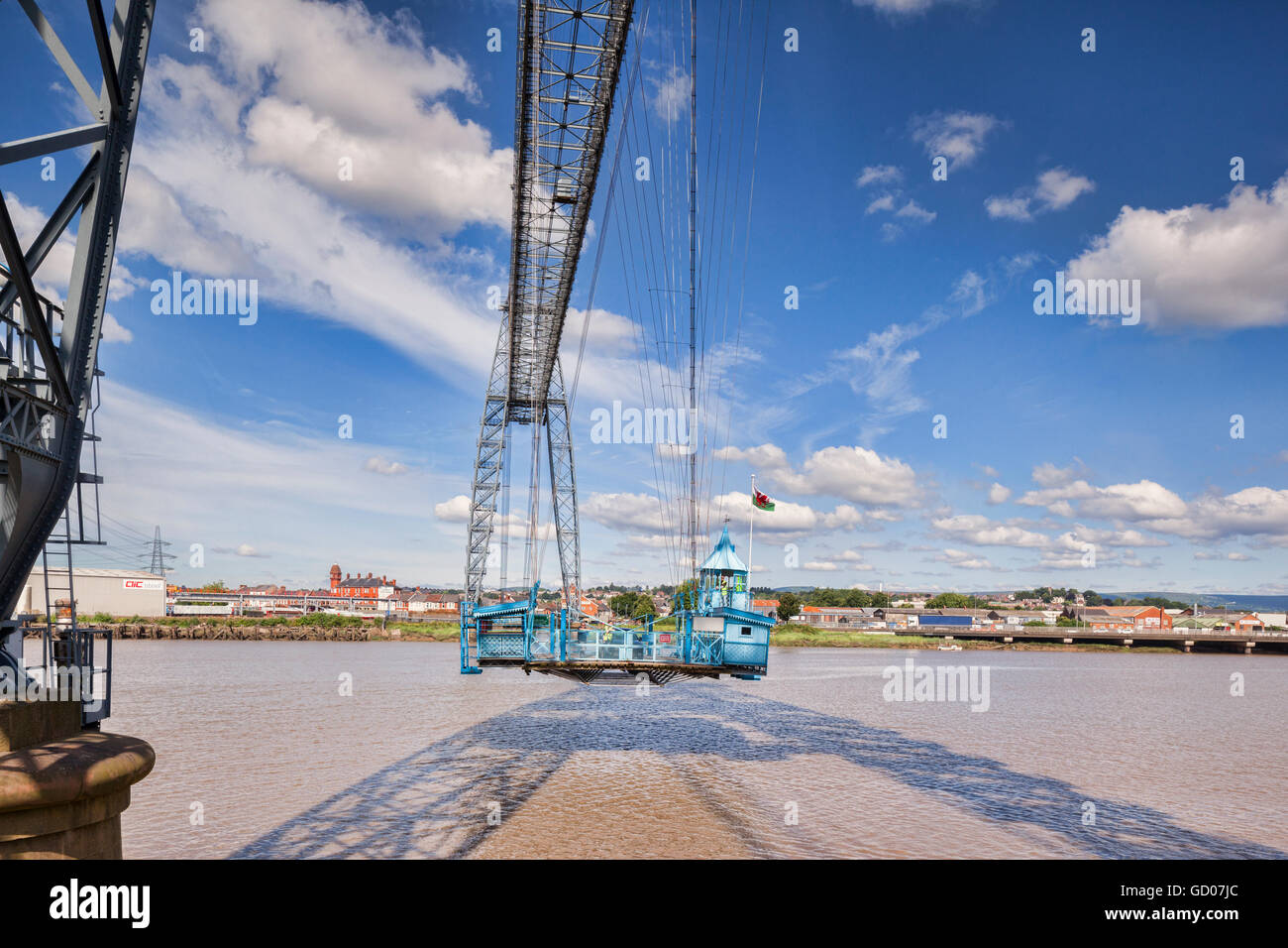 Transporter Bridge, Newport, Gwent, Galles du Sud, Royaume-Uni, montrant la télécabine. Banque D'Images