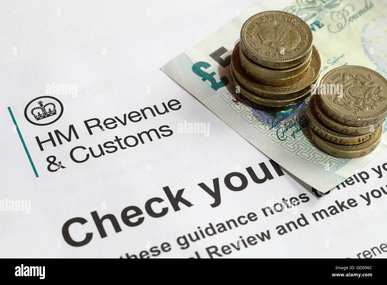 HM Revenue and Customs, formulaire, UK Banque D'Images