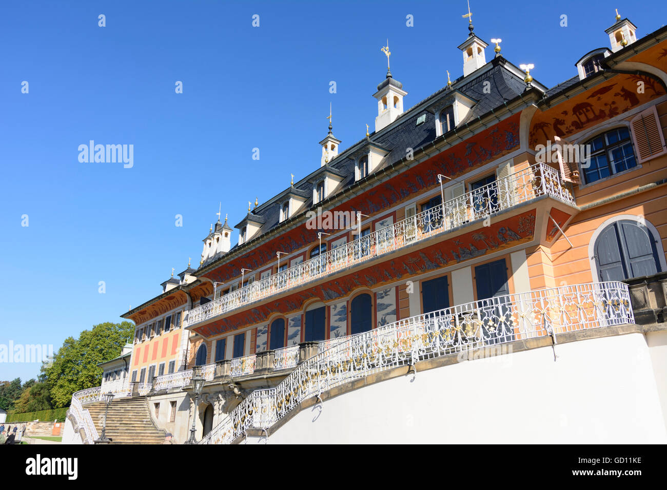 Dresde Palais Riverside (Wasserpalais) château de Pillnitz en Allemagne, Saxe Banque D'Images