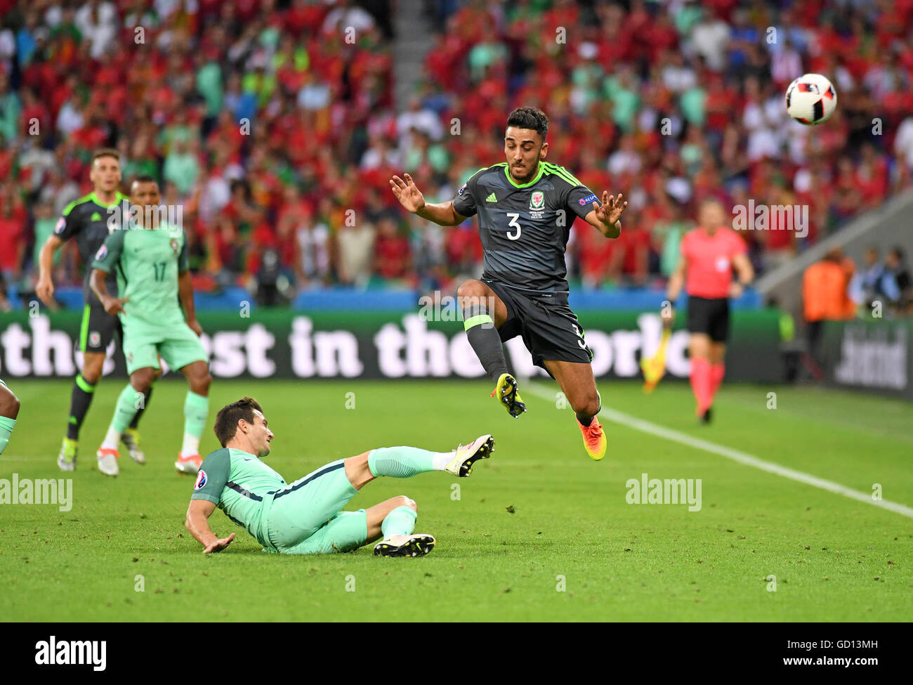 Au cours de l'Euro 2016 Demi-finale entre le Portugal et le Pays de Galles au Parc Olympique Lyonnais à Lyon, France ce soir. Banque D'Images