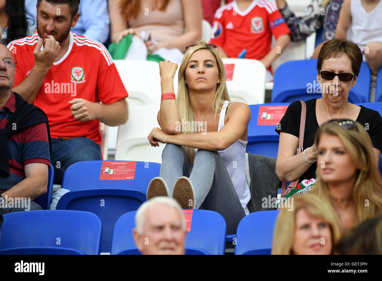 Au cours de l'Euro 2016 Demi-finale entre le Portugal et le Pays de Galles au Parc Olympique Lyonnais à Lyon, France ce soir. Banque D'Images