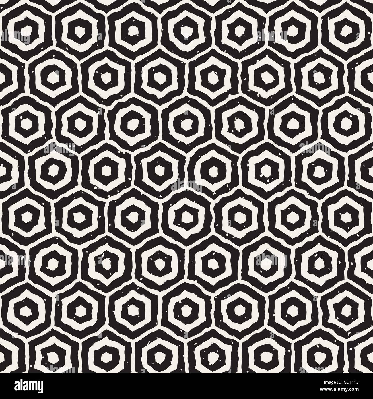 Seamless Vector noir et blanc motif grille nid d'dessiné à la main Illustration de Vecteur