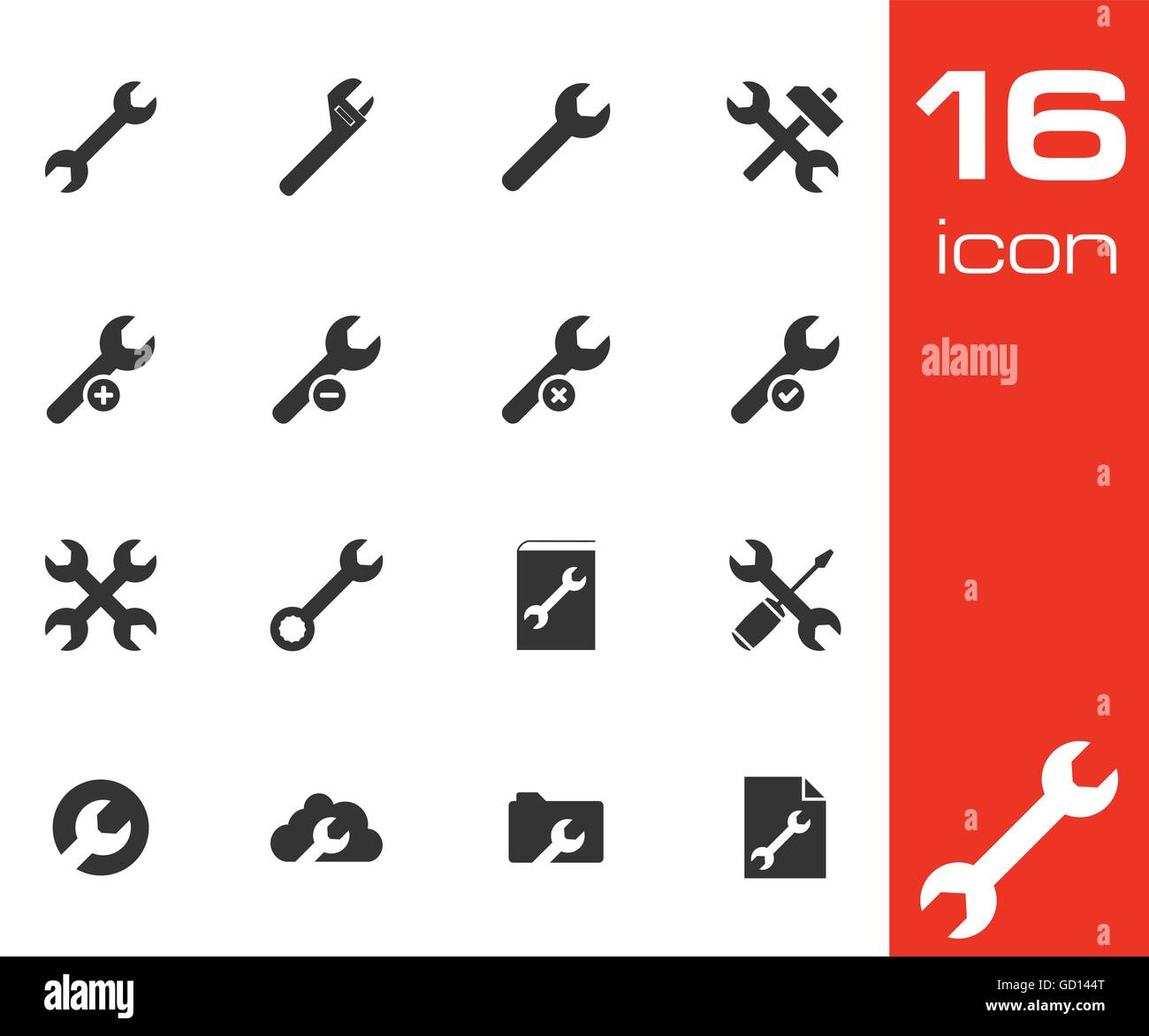 Les paramètres du vecteur clé noir icons set Illustration de Vecteur