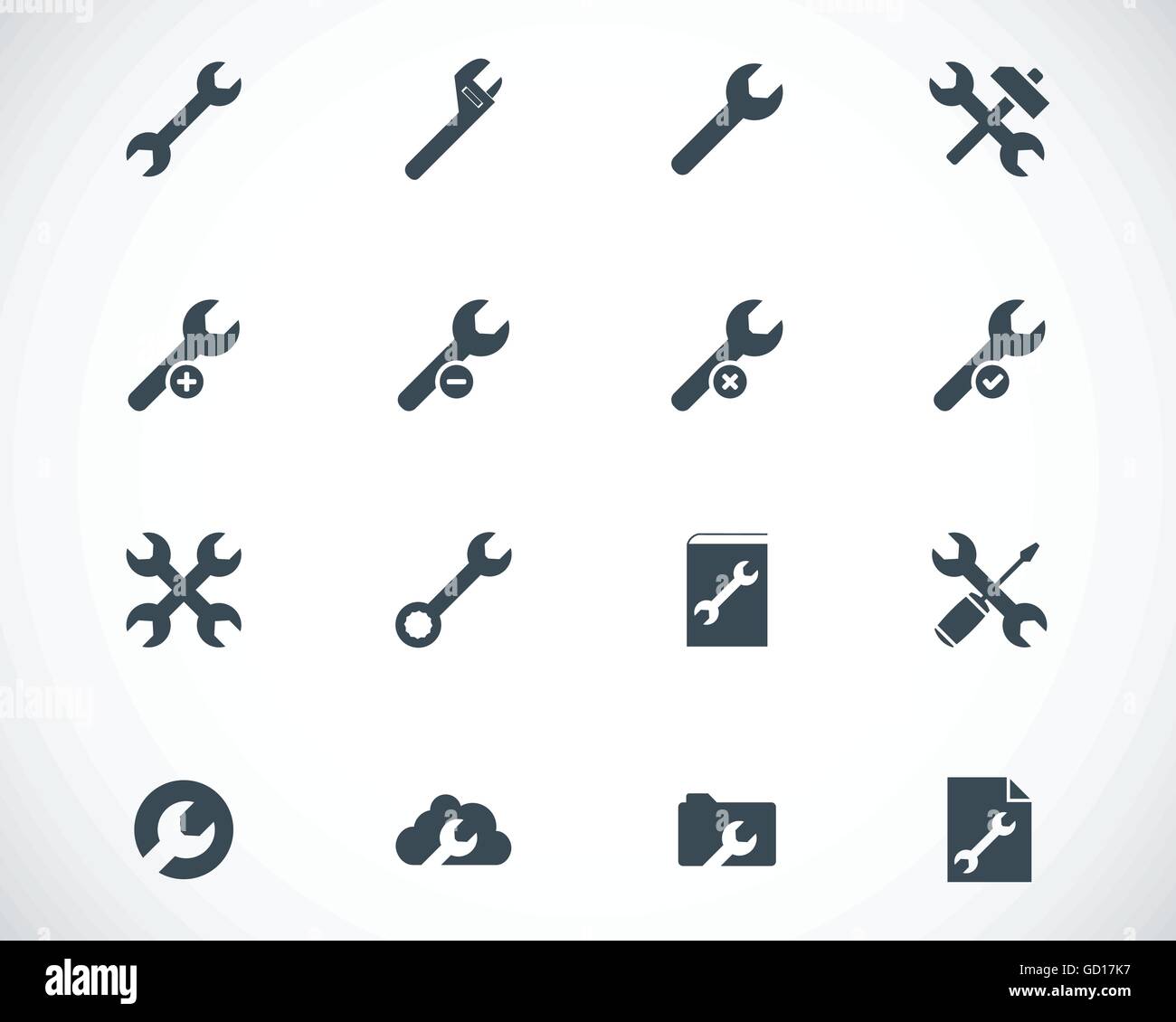 Les paramètres du vecteur clé noir icons set Illustration de Vecteur