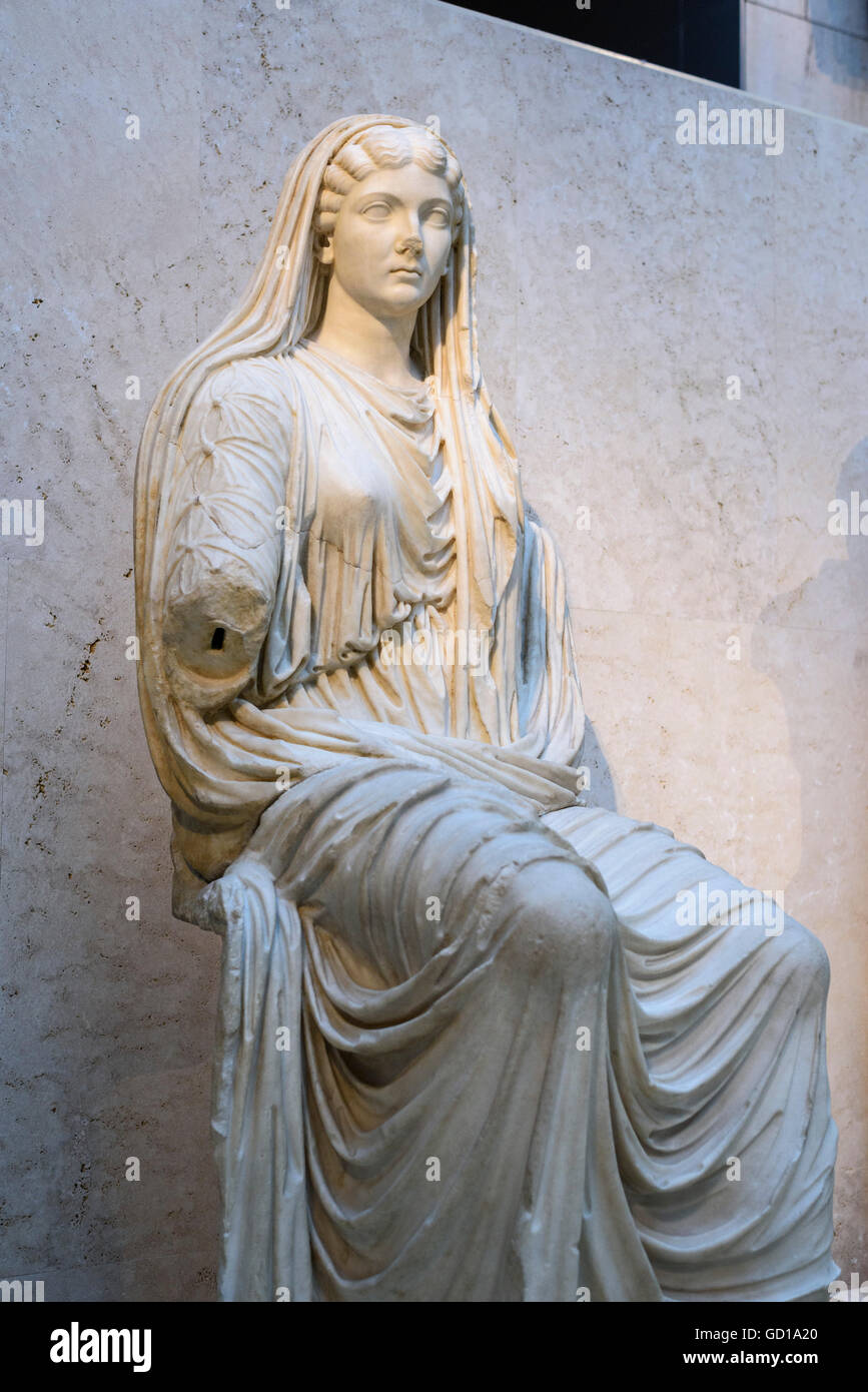 Madrid. L'Espagne. Statue de Livie (58-29, 14-19) AD AD, de Paestum, Italie. Musée Archéologique National d'Espagne. Muse Banque D'Images