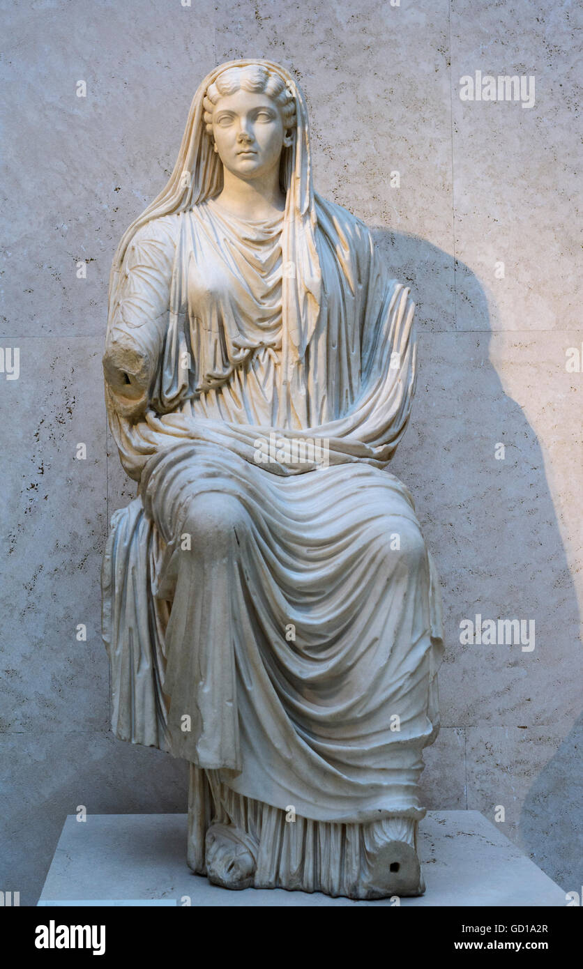 Madrid. L'Espagne. Statue de Livie (58-29, 14-19) AD AD, de Paestum, Italie. Musée Archéologique National d'Espagne. Muse Banque D'Images