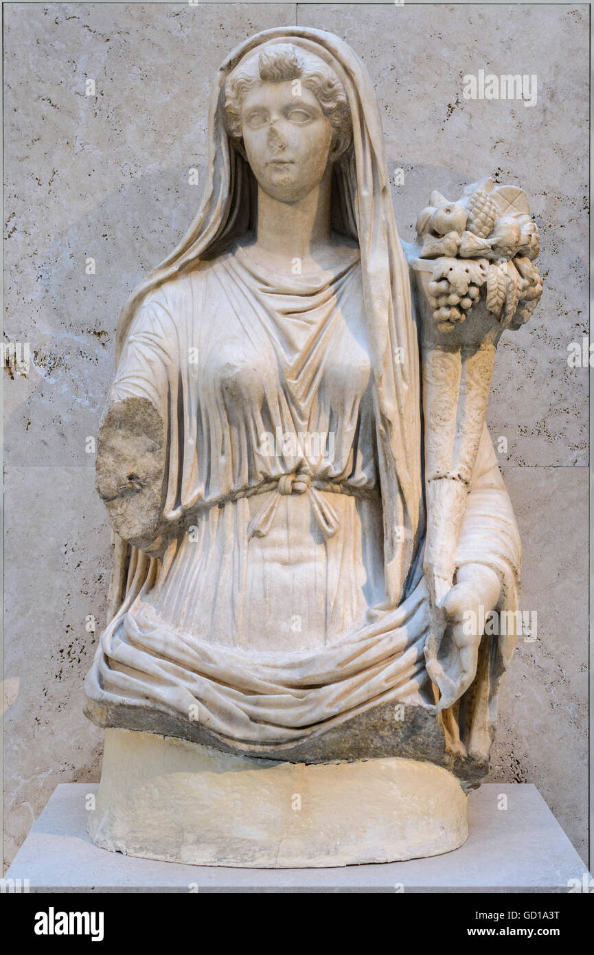 Madrid. L'Espagne. Statue de Livie (58-29 Ma), comme Fortuna ou copia, 20-40 Annonce, d'Iponuba (Baena, Cordoue). Banque D'Images