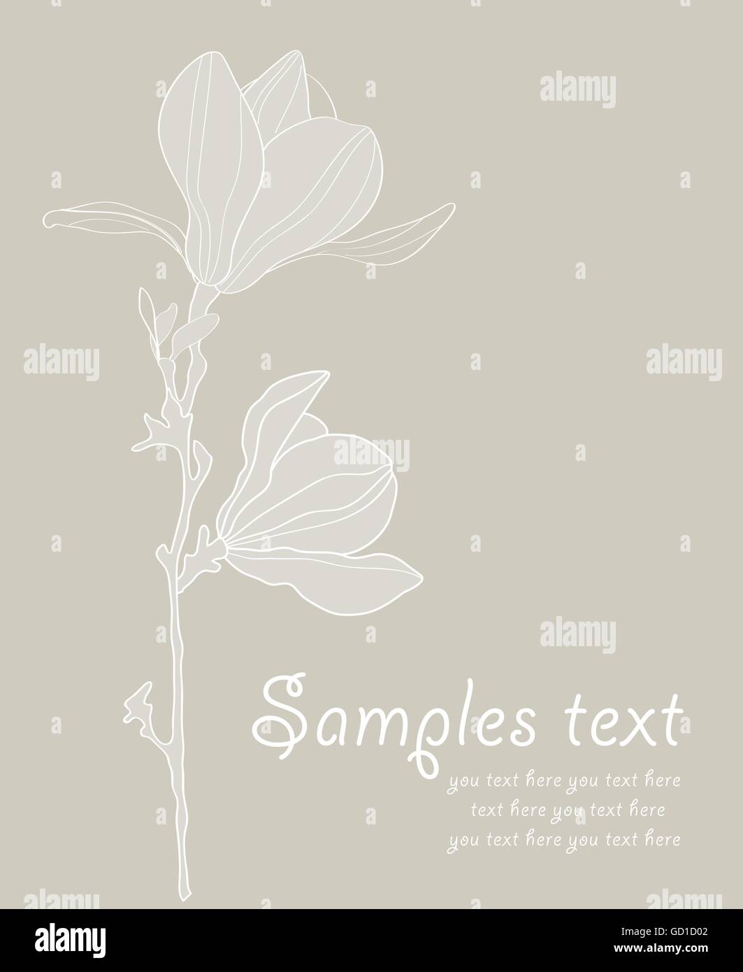 Carte avec rétro magnolia stylisé Illustration de Vecteur