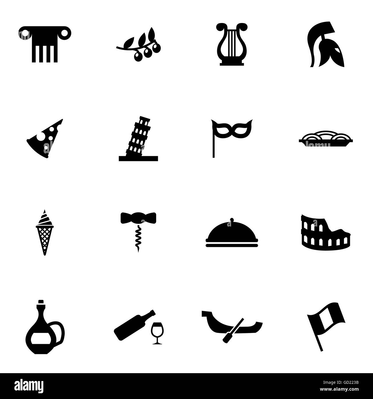 Italien noir Vector icon set Illustration de Vecteur